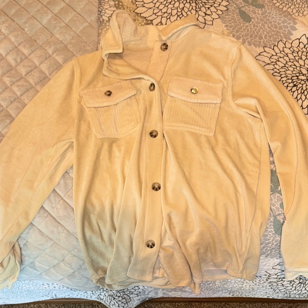 BearPaw Cream Corduroy Button-Up Shirt
